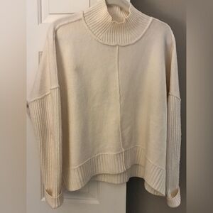 Anthropologie Maeve Cream Mock Neck Oversized Sweater Sz L